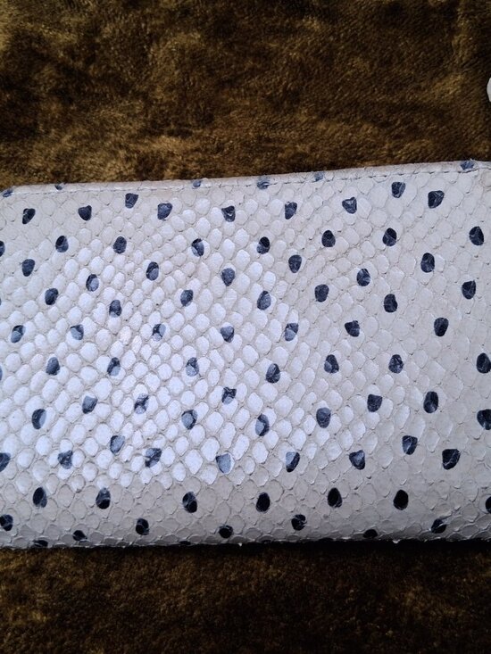 Kate Spade Kennedy Street Snake Wallet Trifold Ivory Black Dots Leather - Picture 6 of 16